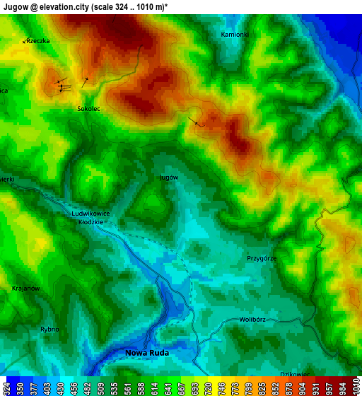 Zoom OUT 2x Jugów, Poland elevation map