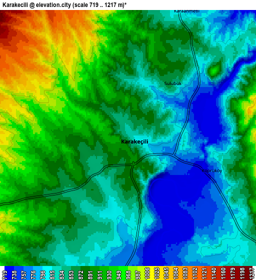 Zoom OUT 2x Karakeçili, Turkey elevation map