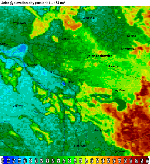 Zoom OUT 2x Jelcz, Poland elevation map