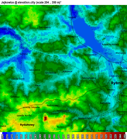 Zoom OUT 2x Jejkowice, Poland elevation map