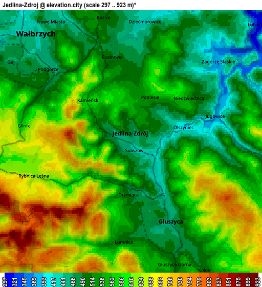 Zoom OUT 2x Jedlina-Zdrój, Poland elevation map