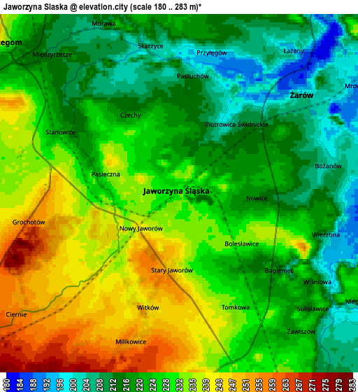 Zoom OUT 2x Jaworzyna Śląska, Poland elevation map