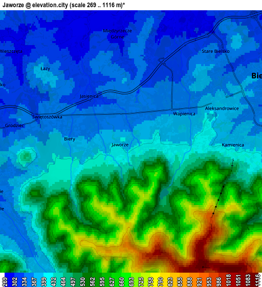 Zoom OUT 2x Jaworze, Poland elevation map