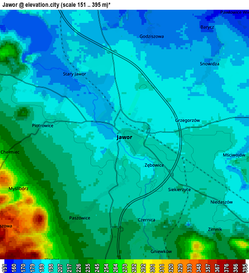 Zoom OUT 2x Jawor, Poland elevation map