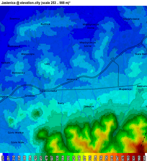 Zoom OUT 2x Jasienica, Poland elevation map