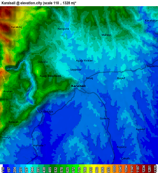 Zoom OUT 2x Karaisalı, Turkey elevation map