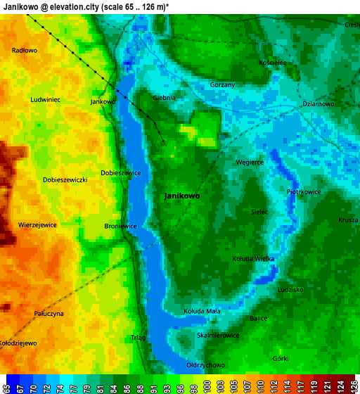 Zoom OUT 2x Janikowo, Poland elevation map