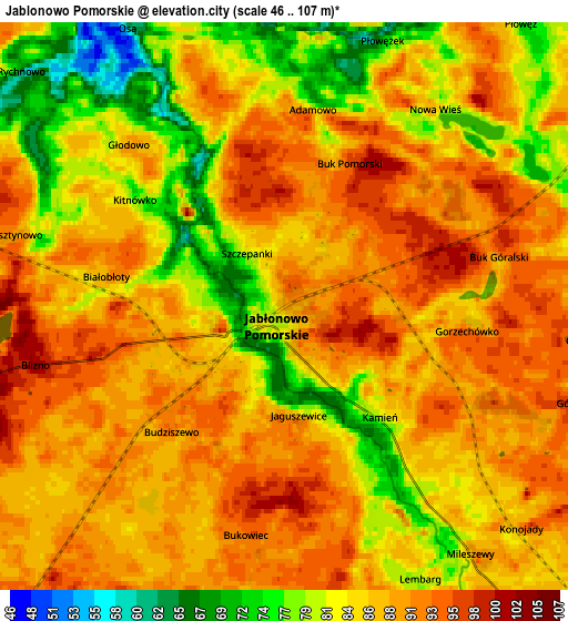 Zoom OUT 2x Jabłonowo Pomorskie, Poland elevation map