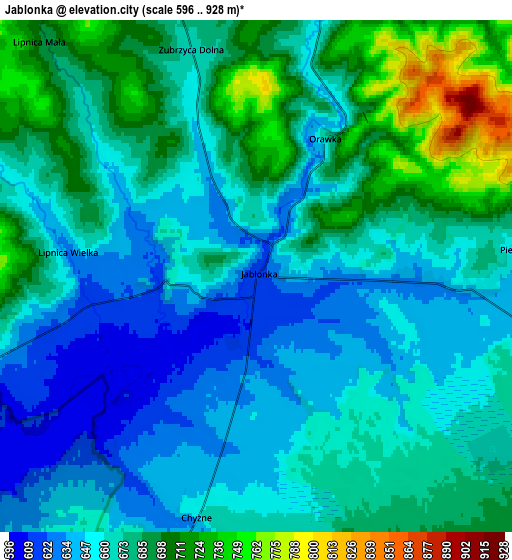 Zoom OUT 2x Jabłonka, Poland elevation map