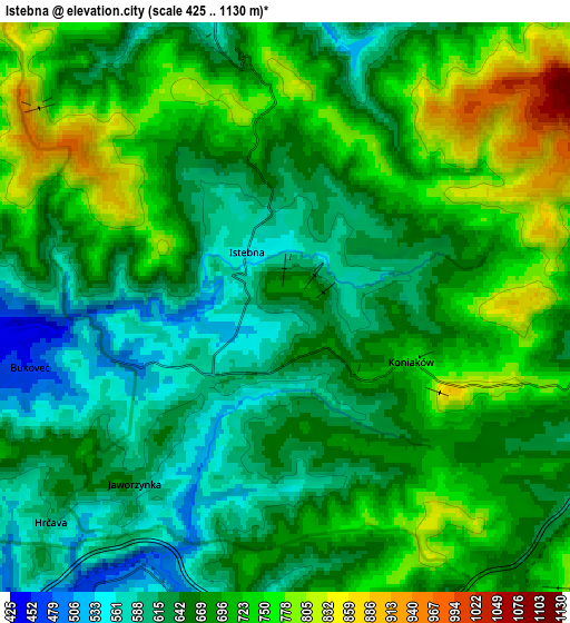 Zoom OUT 2x Istebna, Poland elevation map