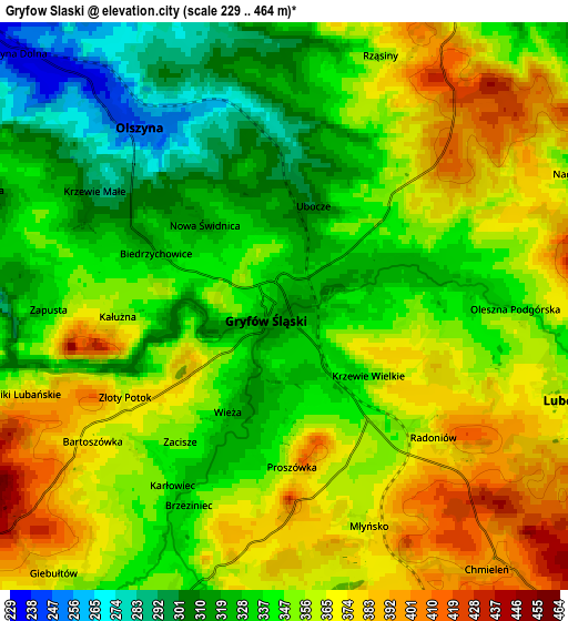 Zoom OUT 2x Gryfów Śląski, Poland elevation map