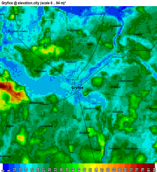 Zoom OUT 2x Gryfice, Poland elevation map