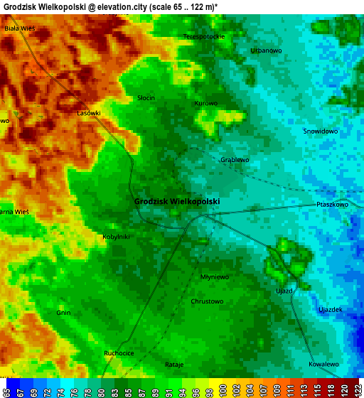 Zoom OUT 2x Grodzisk Wielkopolski, Poland elevation map