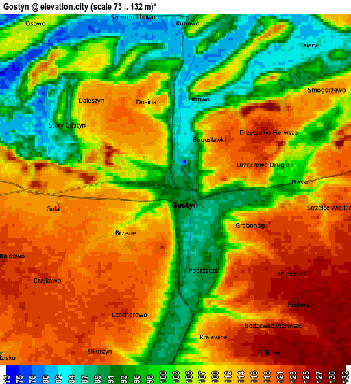 Zoom OUT 2x Gostyń, Poland elevation map