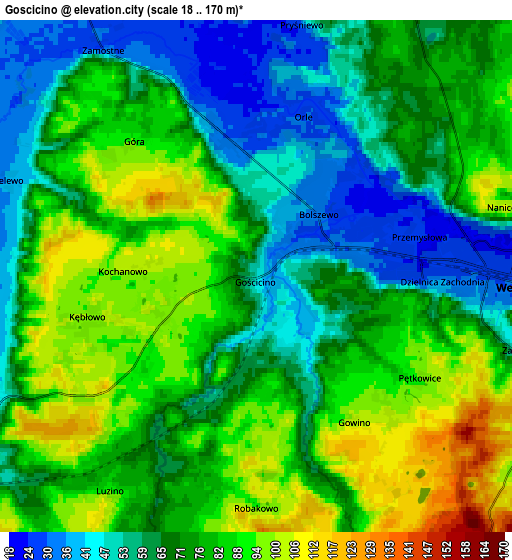 Zoom OUT 2x Gościcino, Poland elevation map