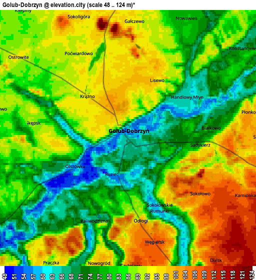 Zoom OUT 2x Golub-Dobrzyń, Poland elevation map