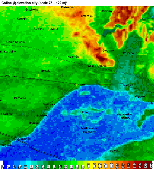 Zoom OUT 2x Golina, Poland elevation map