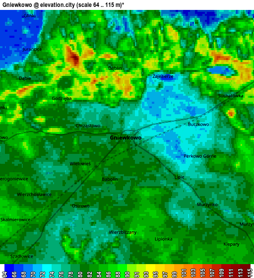 Zoom OUT 2x Gniewkowo, Poland elevation map