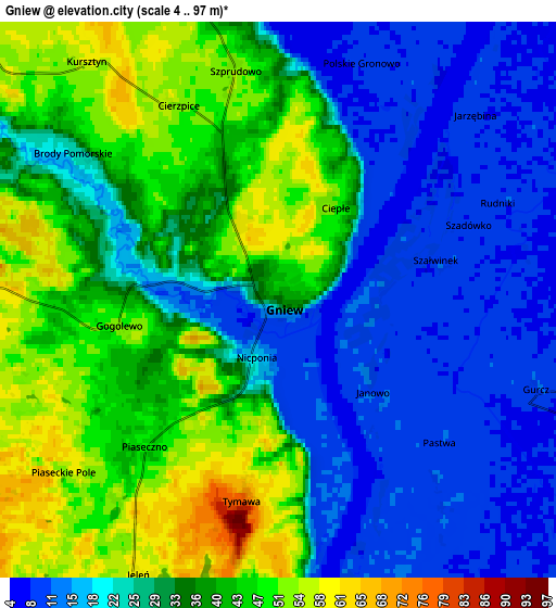 Zoom OUT 2x Gniew, Poland elevation map