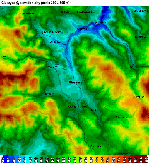 Zoom OUT 2x Głuszyca, Poland elevation map