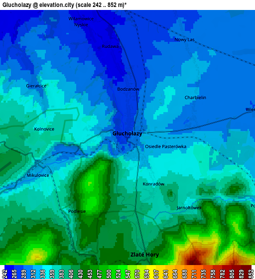 Zoom OUT 2x Głuchołazy, Poland elevation map