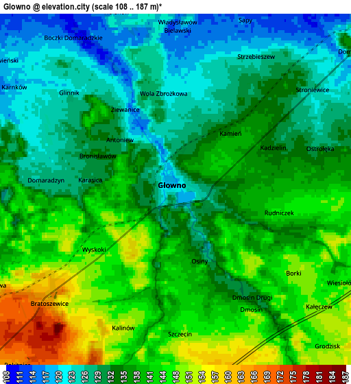 Zoom OUT 2x Głowno, Poland elevation map