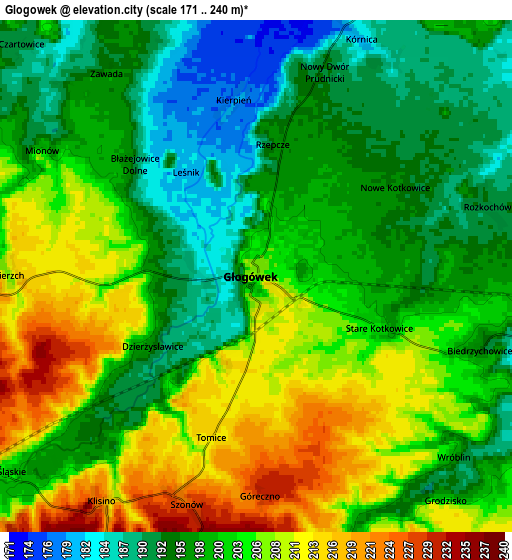 Zoom OUT 2x Głogówek, Poland elevation map