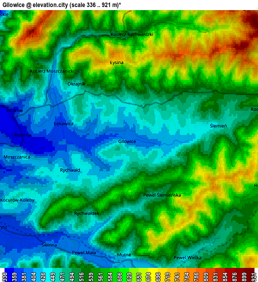 Zoom OUT 2x Gilowice, Poland elevation map