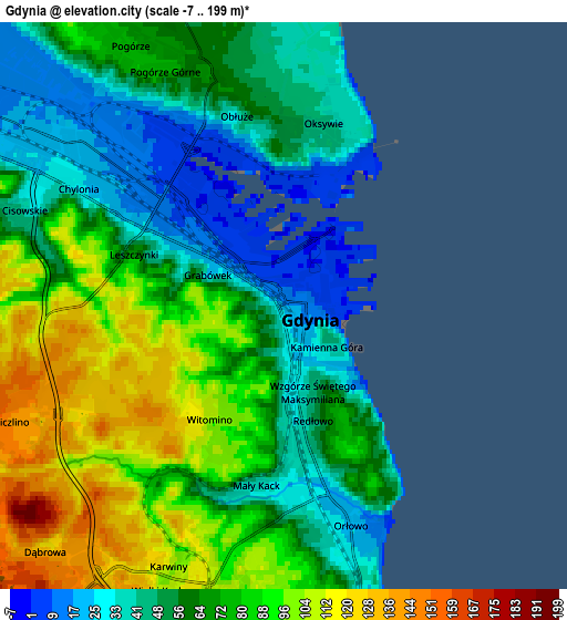 Zoom OUT 2x Gdynia, Poland elevation map