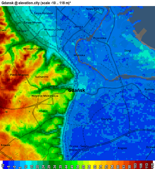 Zoom OUT 2x Gdańsk, Poland elevation map