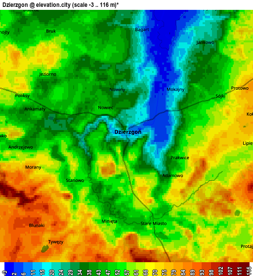 Zoom OUT 2x Dzierzgoń, Poland elevation map