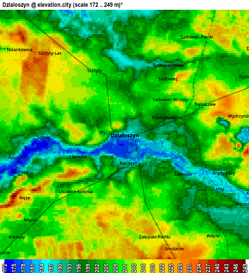 Zoom OUT 2x Działoszyn, Poland elevation map