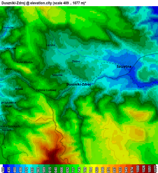 Zoom OUT 2x Duszniki-Zdrój, Poland elevation map