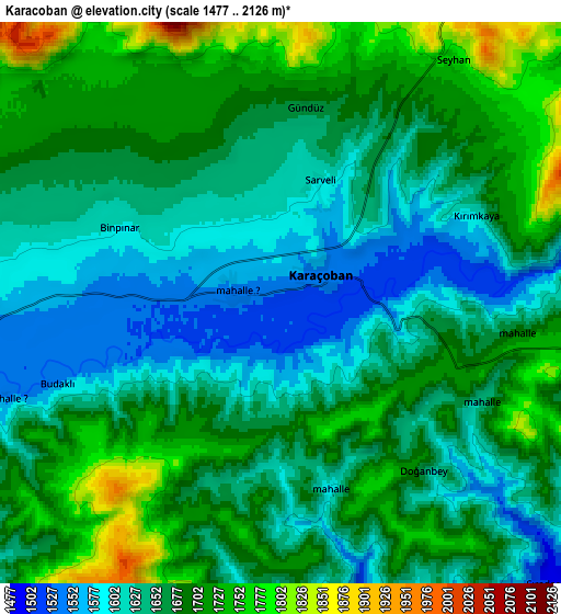 Zoom OUT 2x Karaçoban, Turkey elevation map