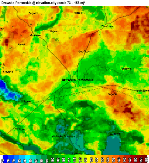 Zoom OUT 2x Drawsko Pomorskie, Poland elevation map