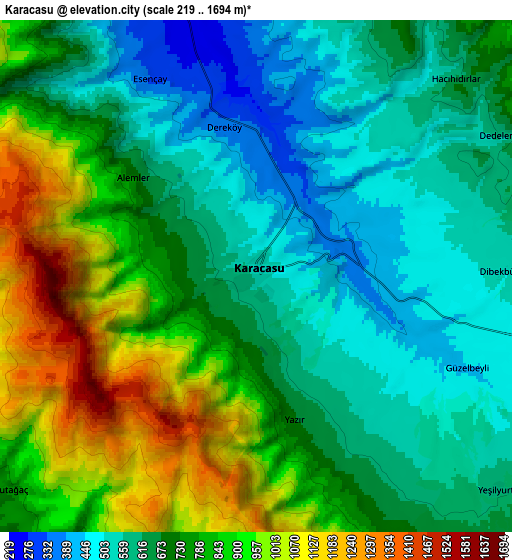 Zoom OUT 2x Karacasu, Turkey elevation map