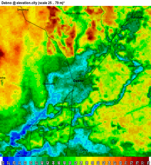 Zoom OUT 2x Dębno, Poland elevation map