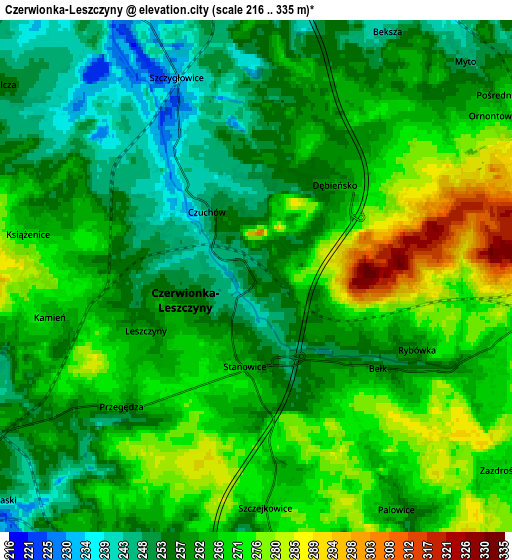 Zoom OUT 2x Czerwionka-Leszczyny, Poland elevation map