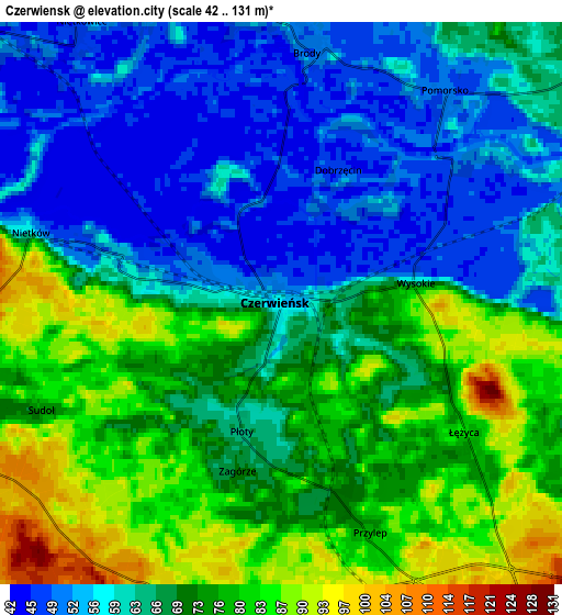 Zoom OUT 2x Czerwieńsk, Poland elevation map