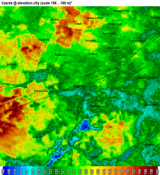 Zoom OUT 2x Czersk, Poland elevation map