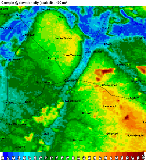 Zoom OUT 2x Czempiń, Poland elevation map