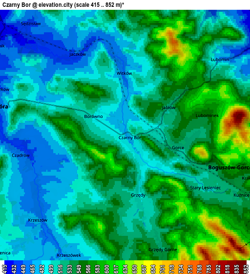 Zoom OUT 2x Czarny Bór, Poland elevation map