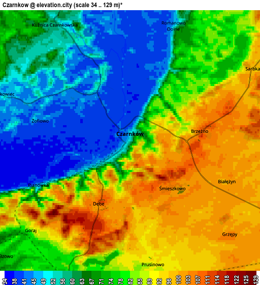 Zoom OUT 2x Czarnków, Poland elevation map