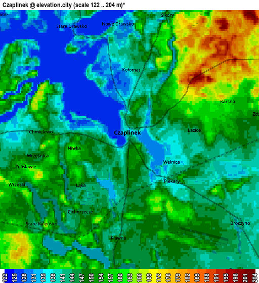 Zoom OUT 2x Czaplinek, Poland elevation map