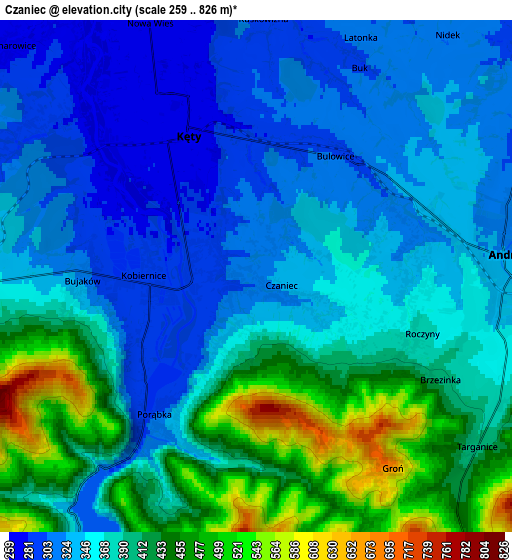 Zoom OUT 2x Czaniec, Poland elevation map