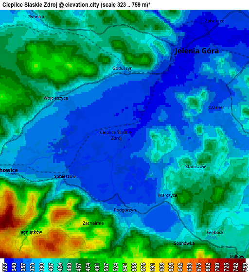 Zoom OUT 2x Cieplice Śląskie Zdrój, Poland elevation map