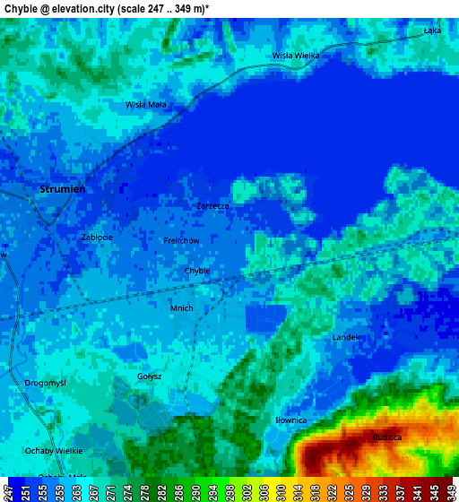 Zoom OUT 2x Chybie, Poland elevation map