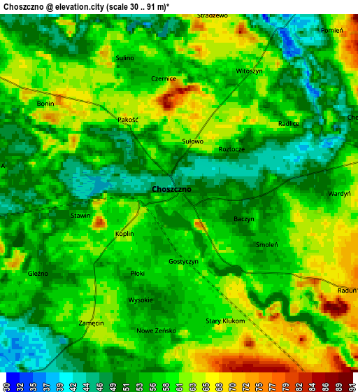 Zoom OUT 2x Choszczno, Poland elevation map