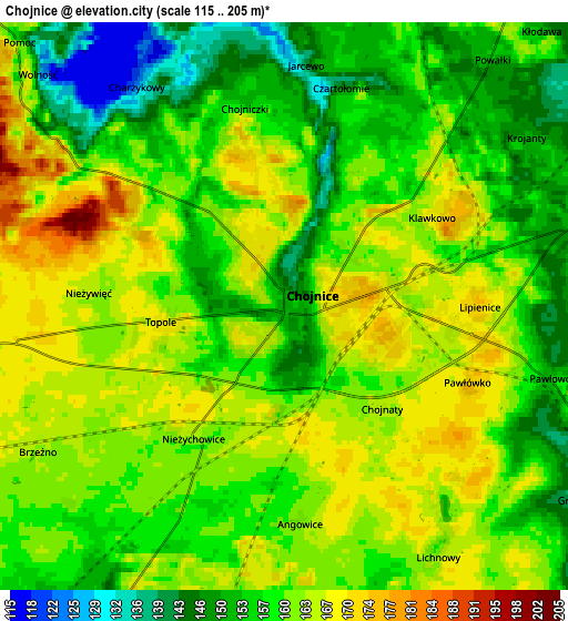 Zoom OUT 2x Chojnice, Poland elevation map