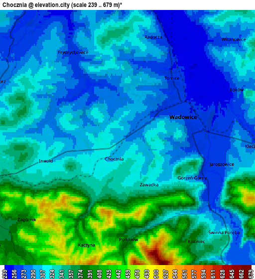 Zoom OUT 2x Chocznia, Poland elevation map